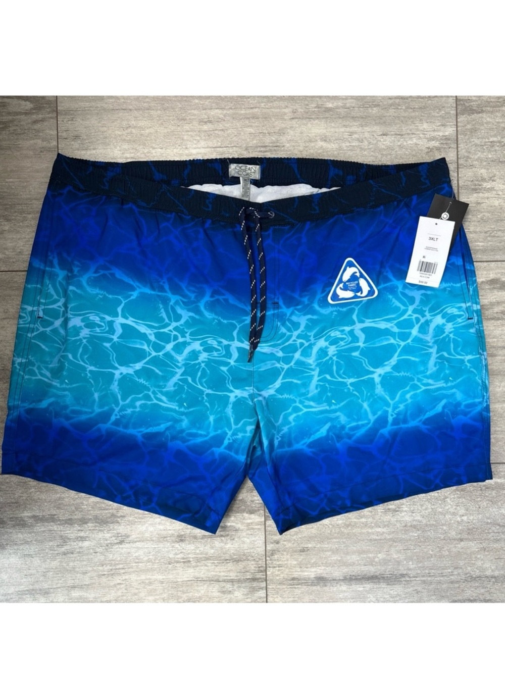 Ocean Coast Harbour Navy Aquatic Mesh Lined Swim Trunks NWT